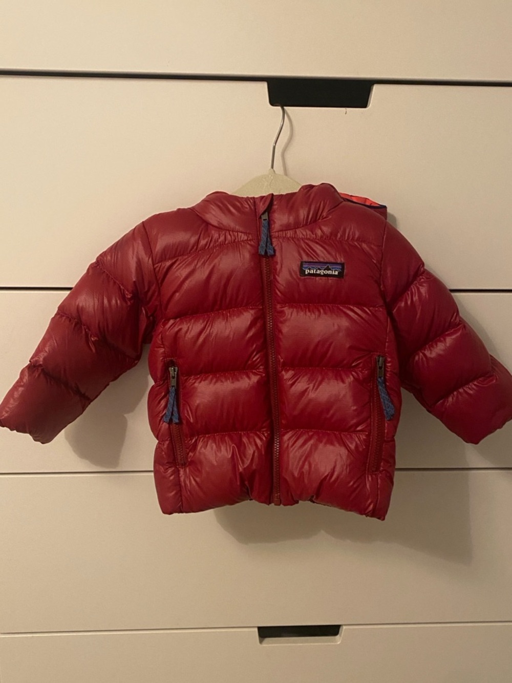 Red Patagonia Baby Hi-Loft Down Sweater jacket/coat